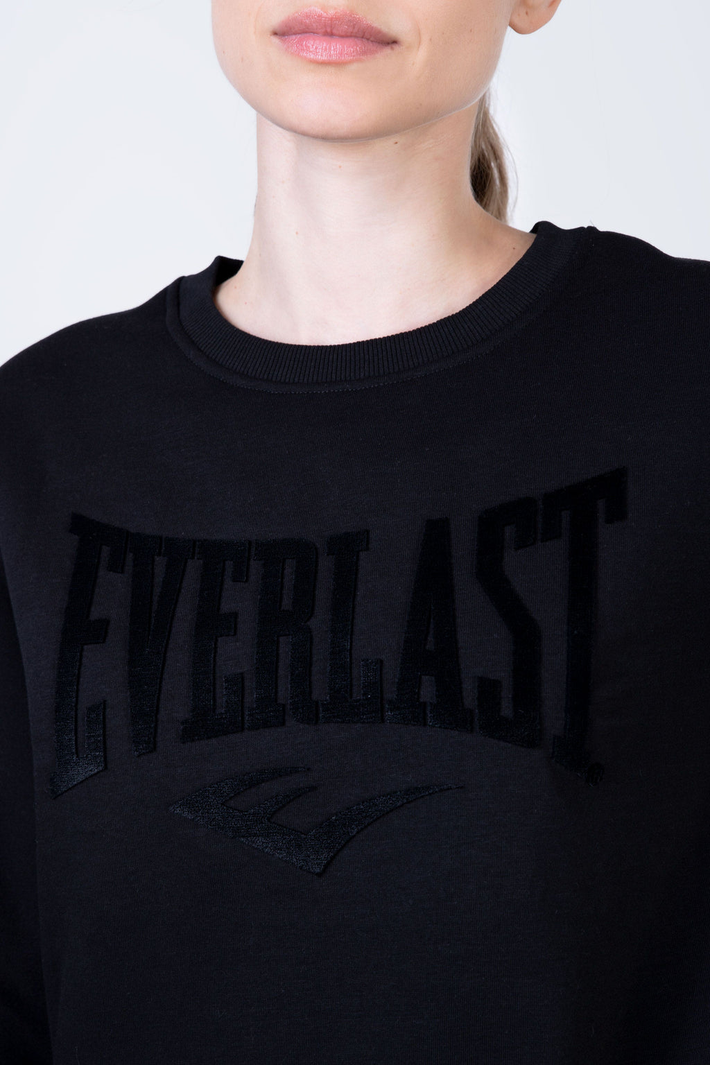Poleron Crew Neck Aqua Negro Everlast