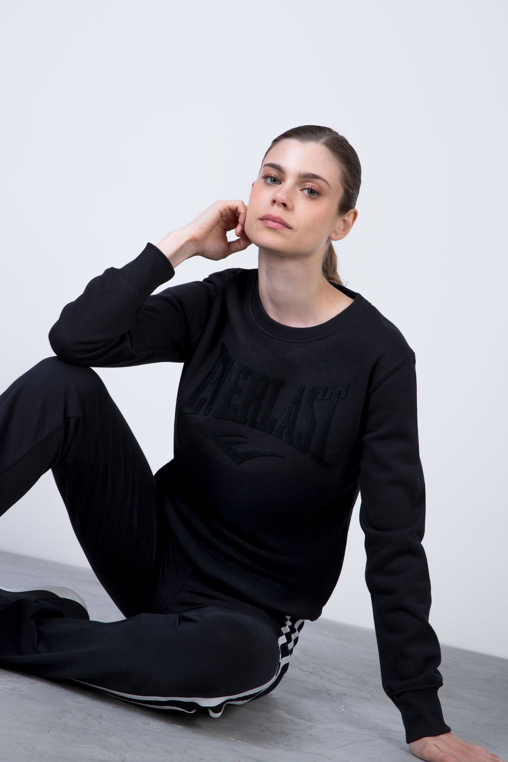 Poleron Crew Neck Aqua Negro Everlast