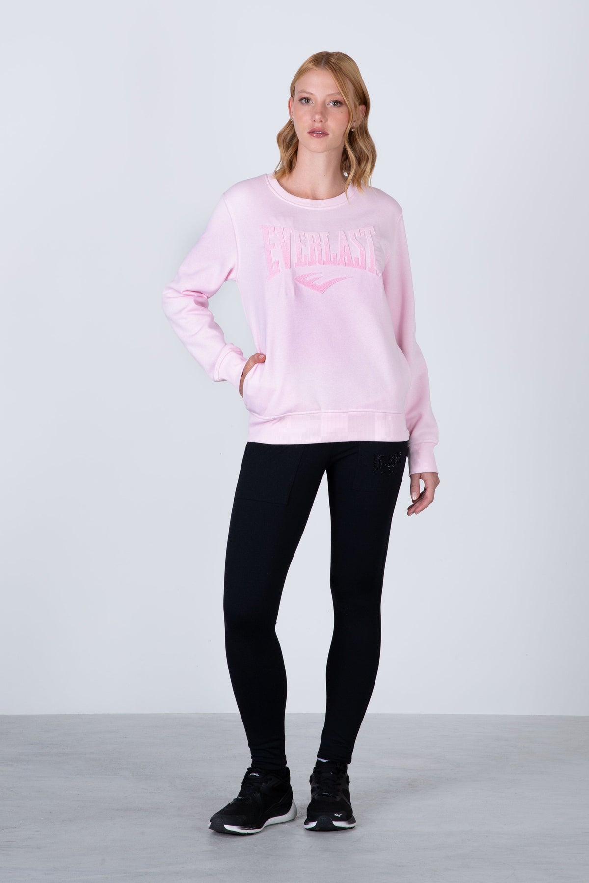 Poleron Crew Neck Aqua Rosado Everlast