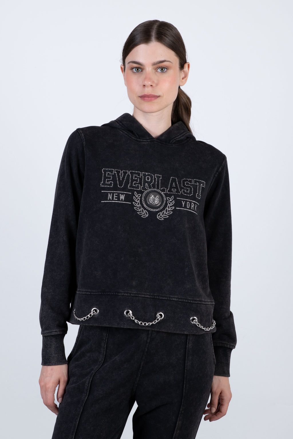 Poleron Hood Magnolia Gris Oscuro Everlast
