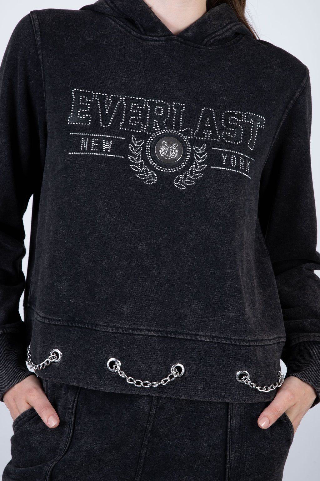 Poleron Hood Magnolia Gris Oscuro Everlast