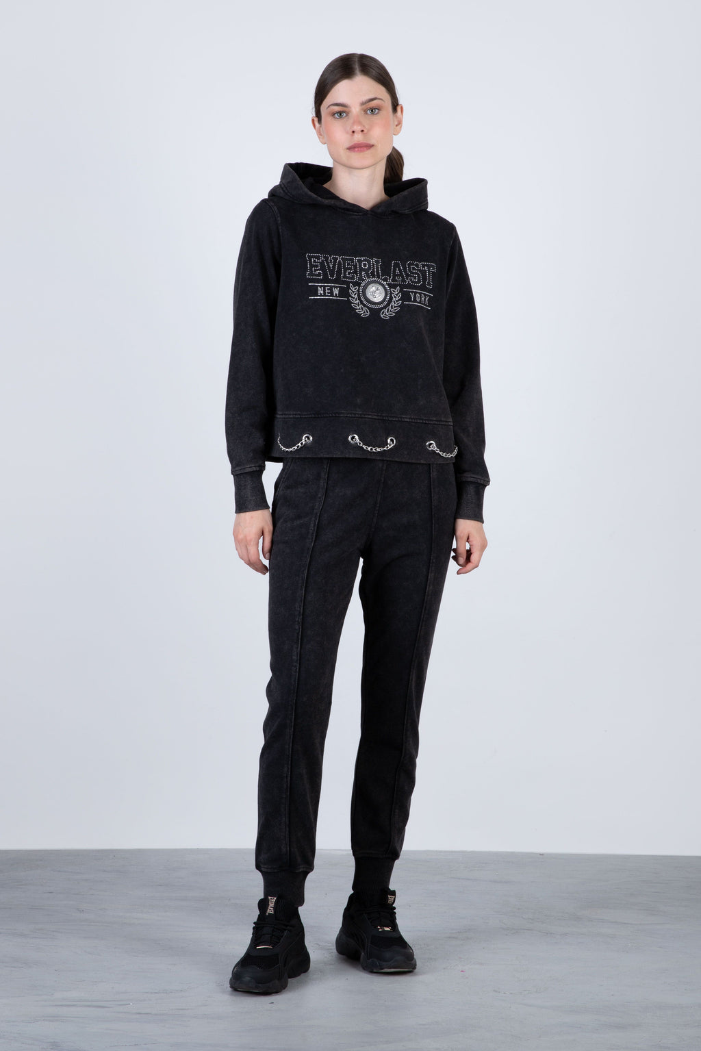 Poleron Hood Magnolia Gris Oscuro Everlast