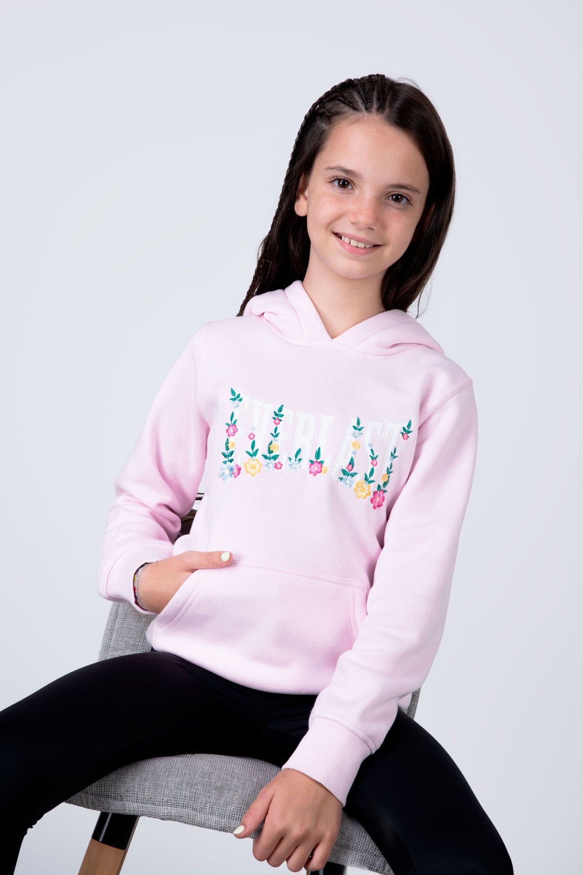 Poleron Hood Margarita Niña Rosado Everlast