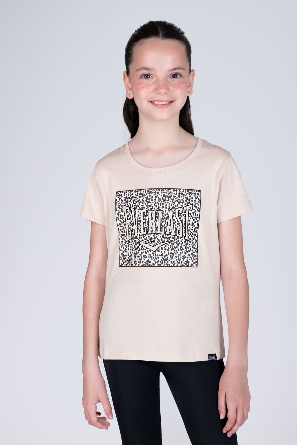 Polera Manga Corta Focus Niña Beige Everlast