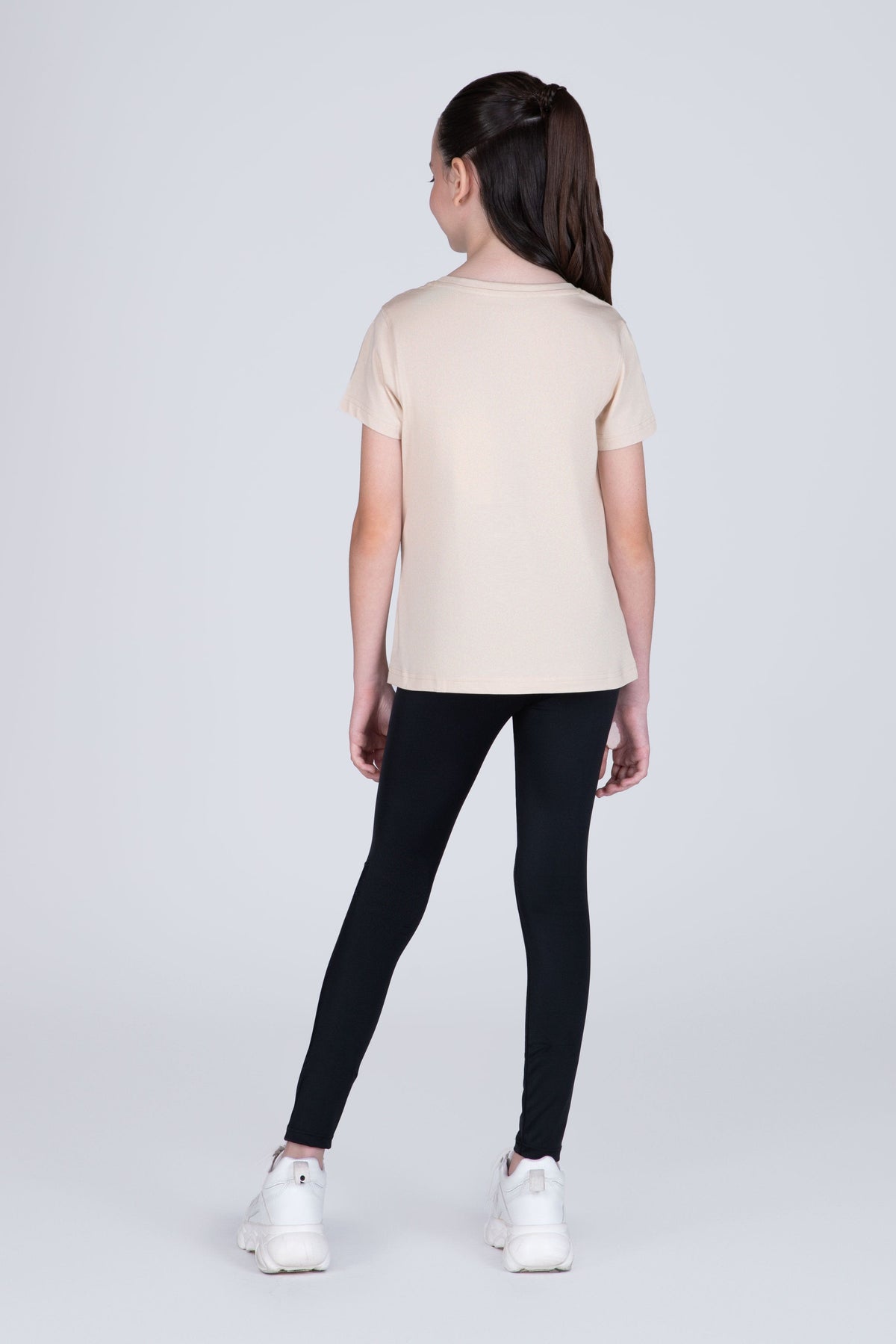 Polera Manga Corta Focus Niña Beige Everlast