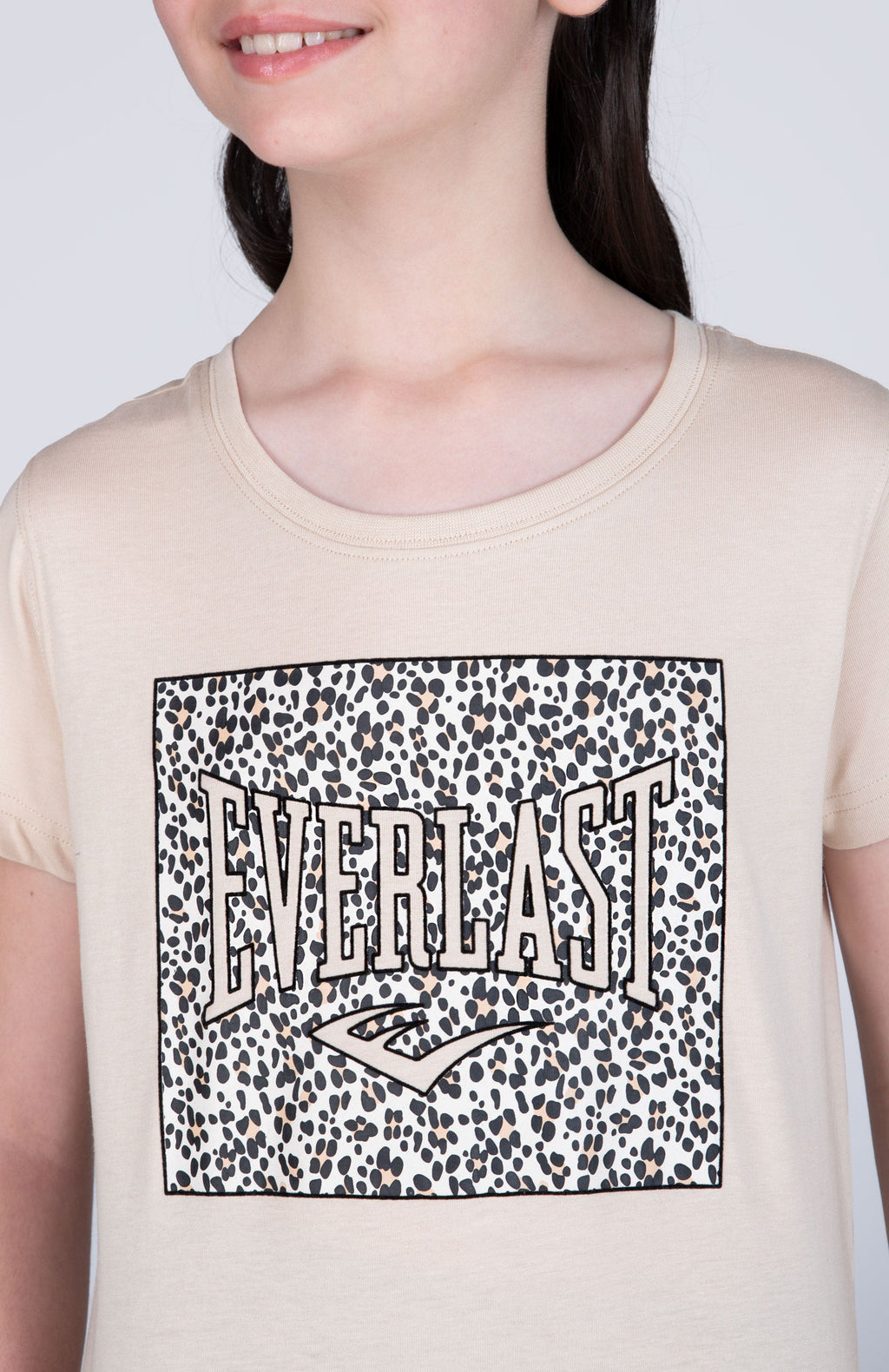 Polera Manga Corta Focus Niña Beige Everlast