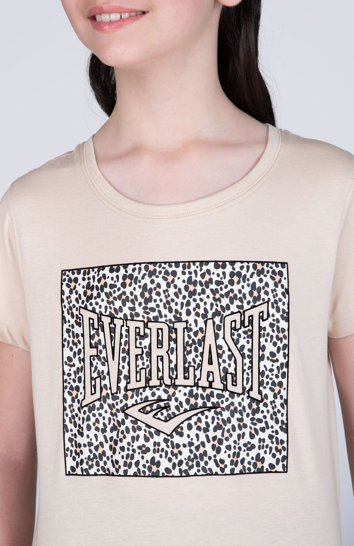 Polera Manga Corta Focus Niña Beige Everlast
