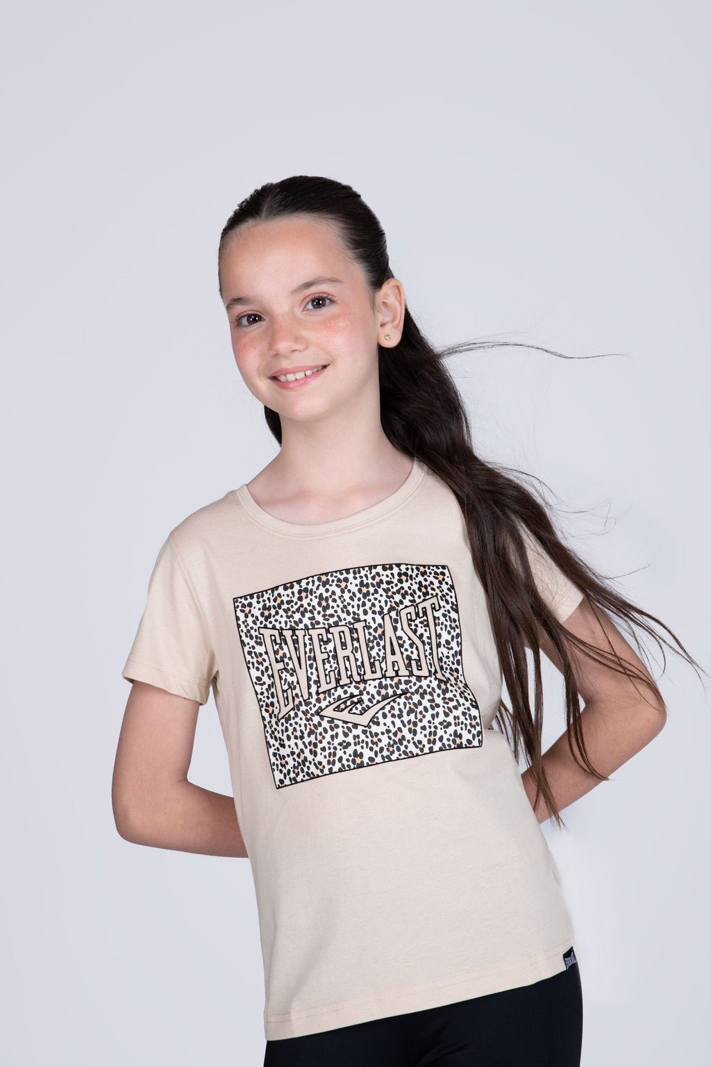 Polera Manga Corta Focus Niña Beige Everlast