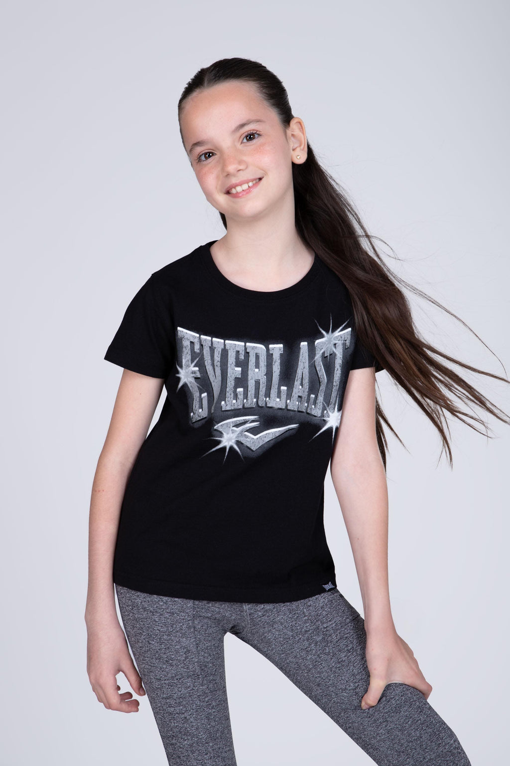Polera Manga Corta Assist Niña Negro Everlast