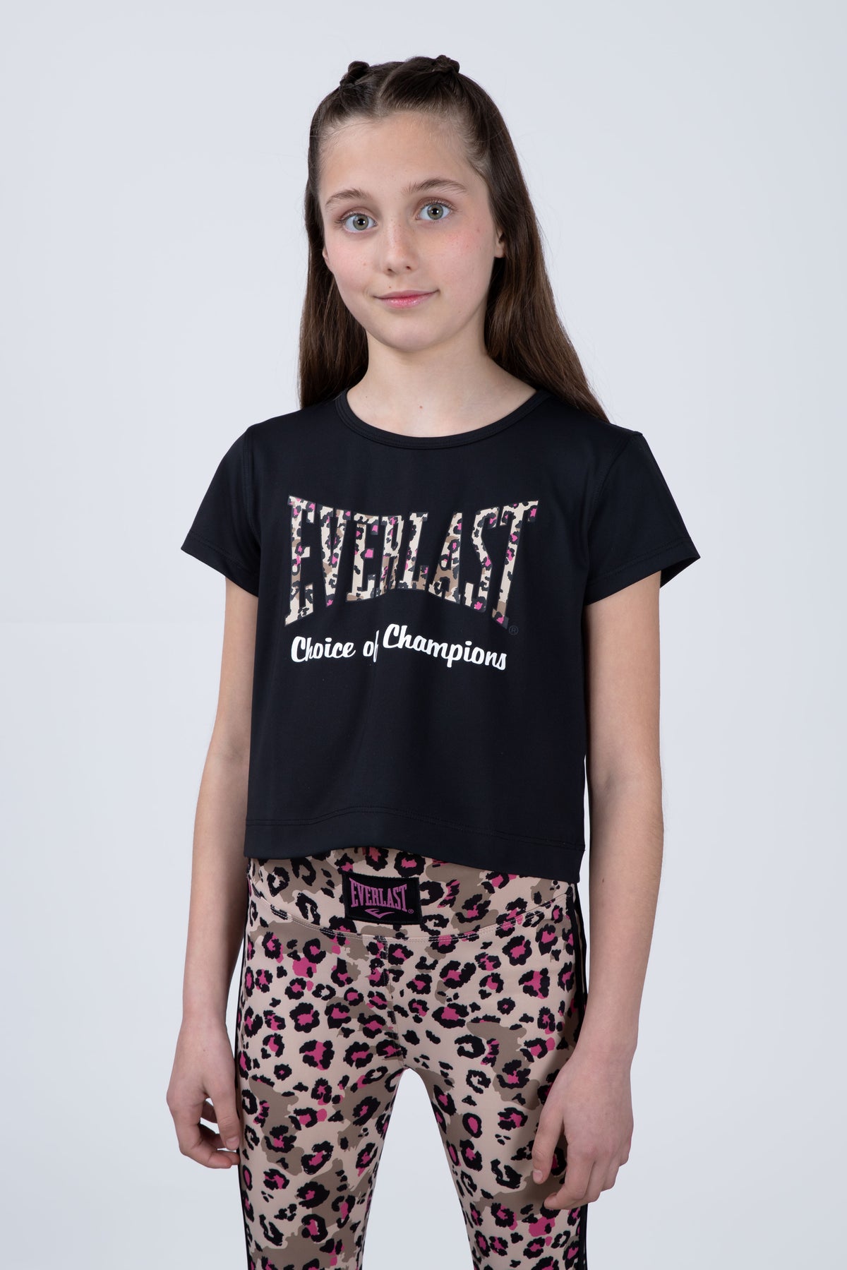 Polera Manga Corta Print Niña Negro