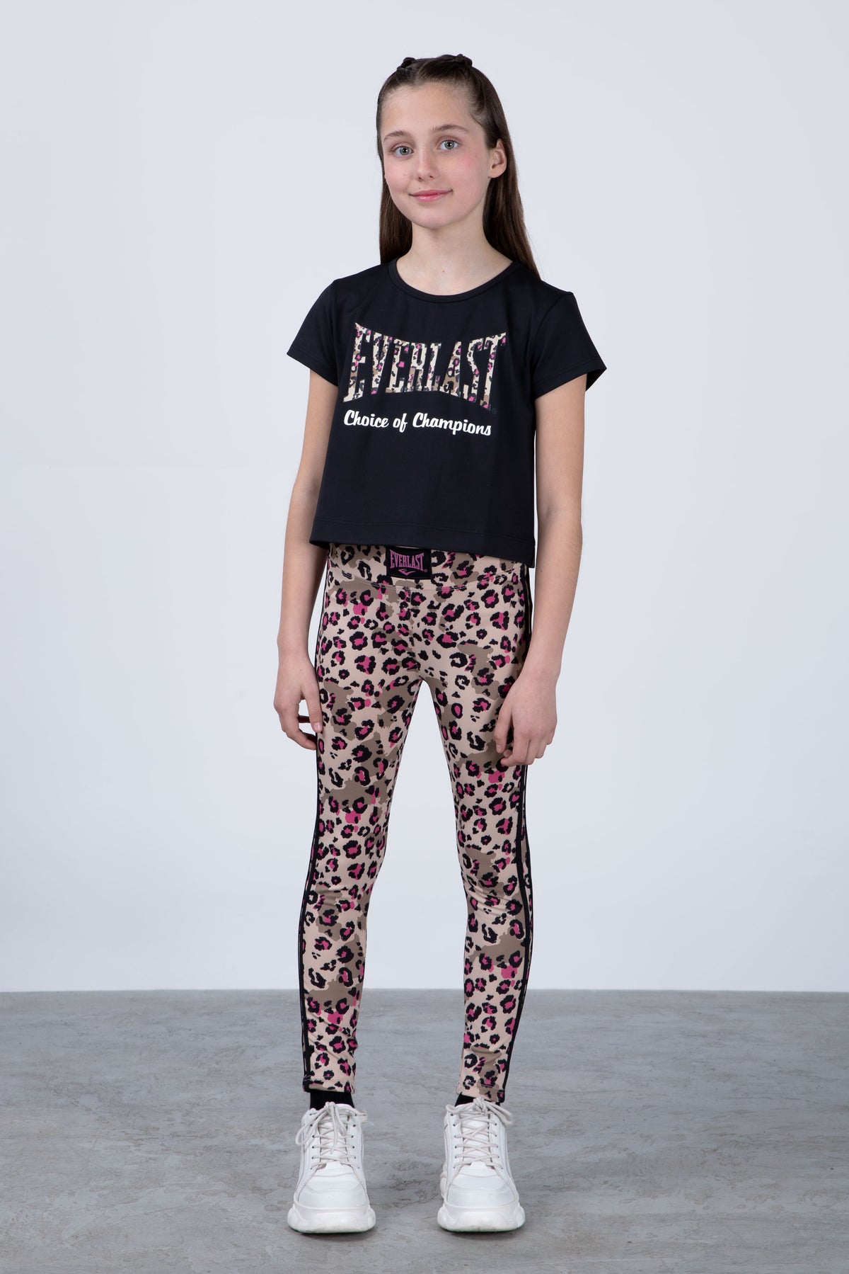 Polera Manga Corta Print Niña Negro