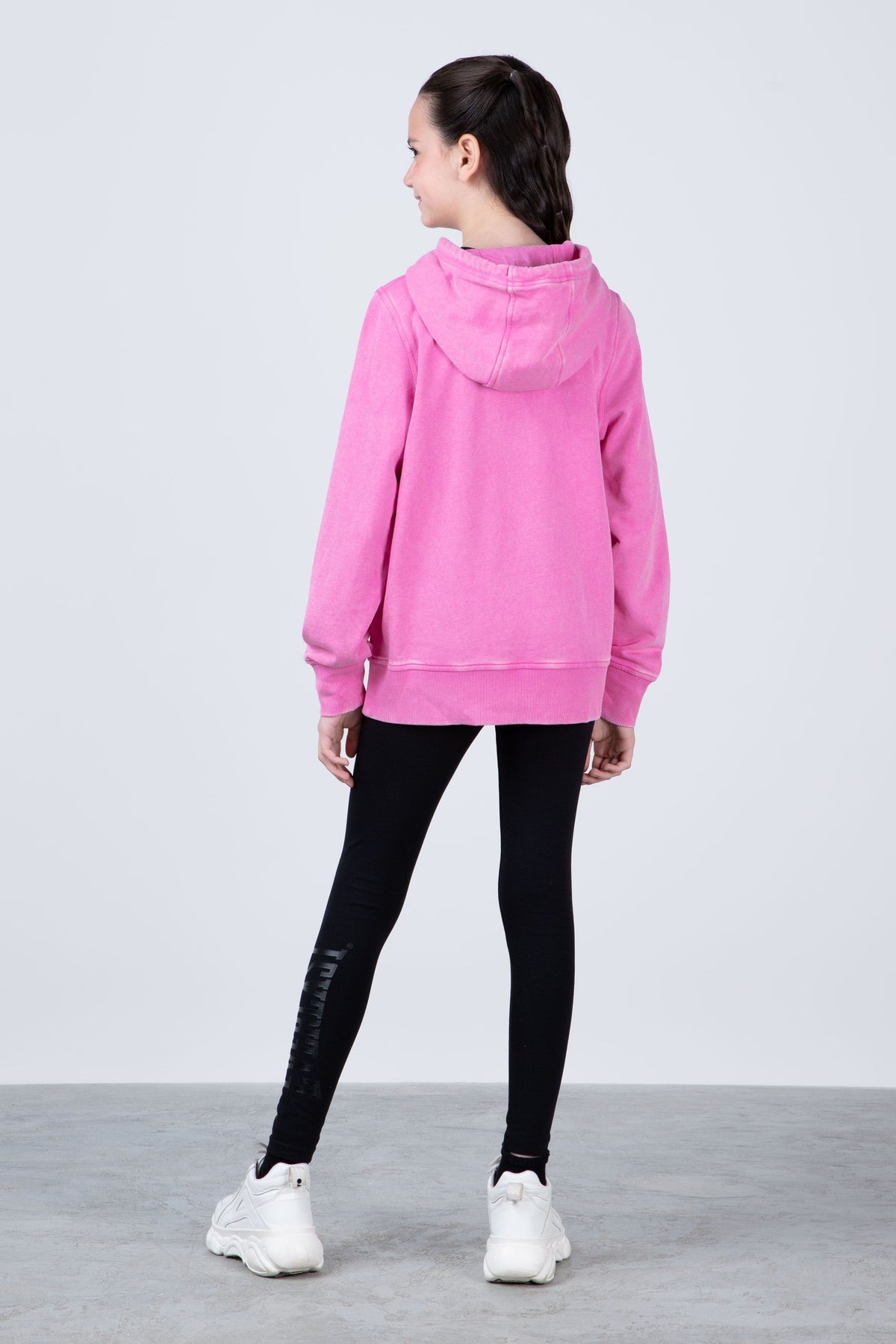 Poleron Hood Classic Niña Rosado
