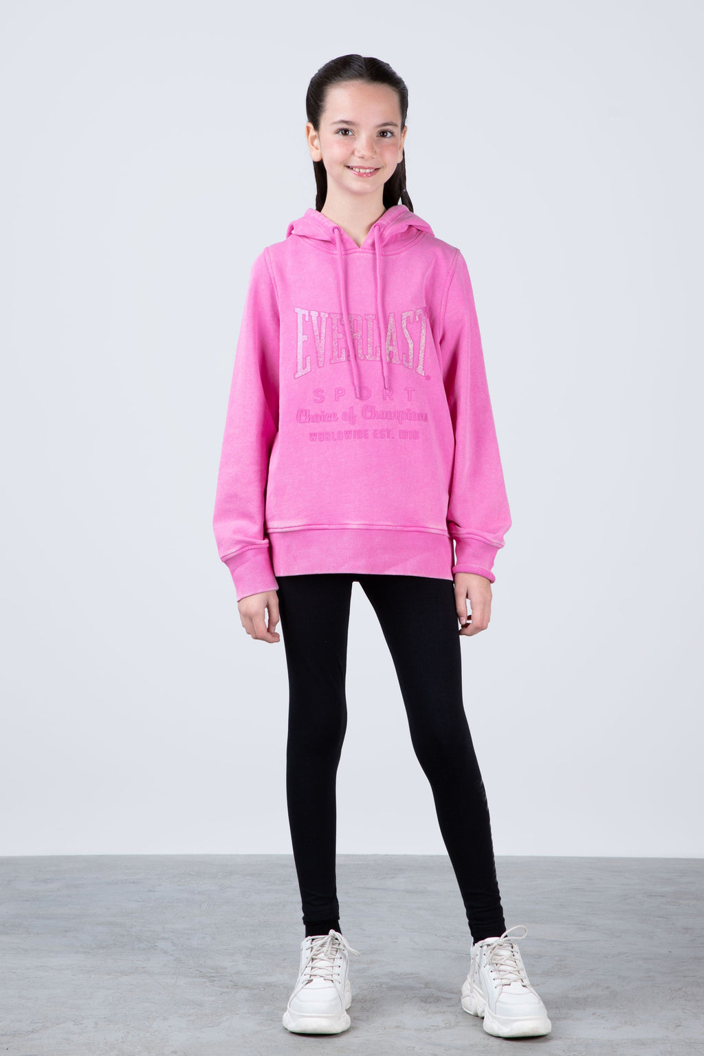 Poleron Hood Classic Niña Rosado