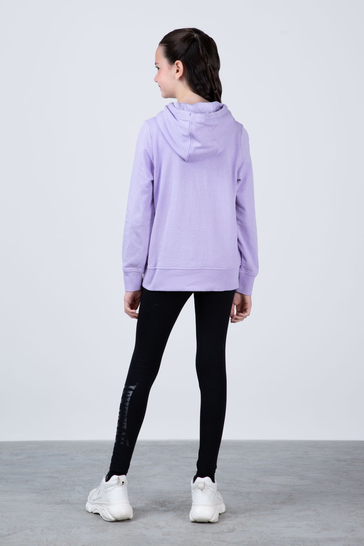 Poleron Hood Classic Niña Morado