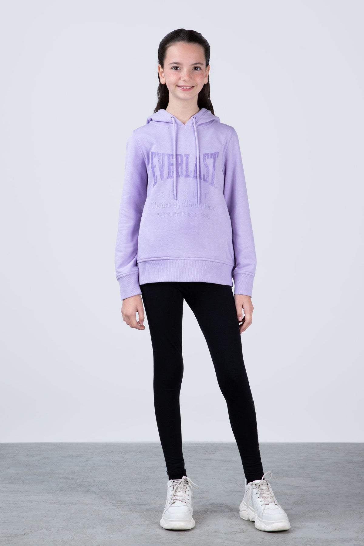 Poleron Hood Classic Niña Morado