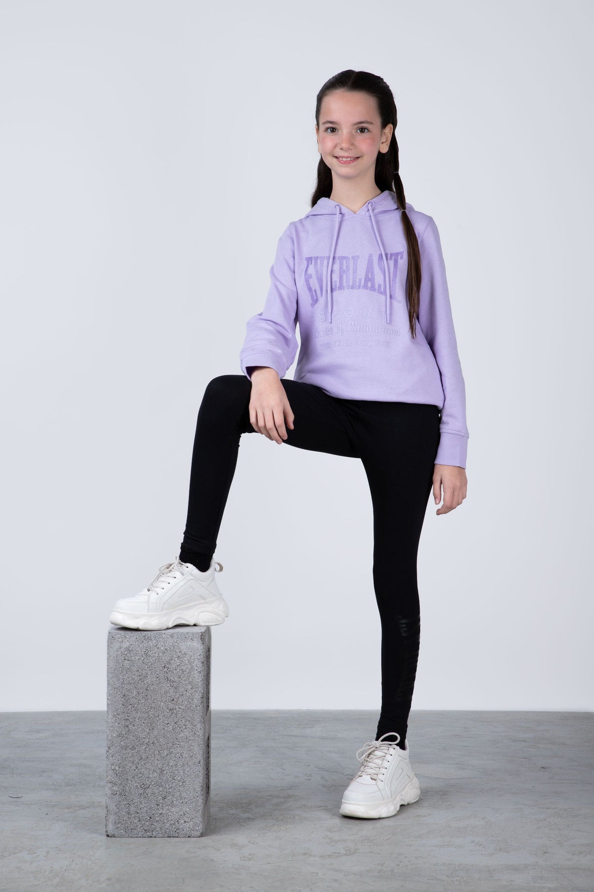 Poleron Hood Classic Niña Morado