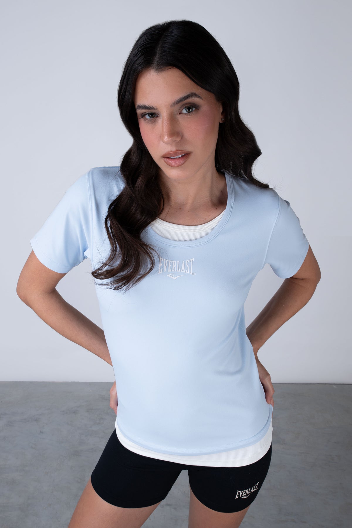 Polera Manga Corta Motion Celeste