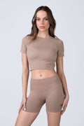 Polera Manga Corta Seamless Prime Café