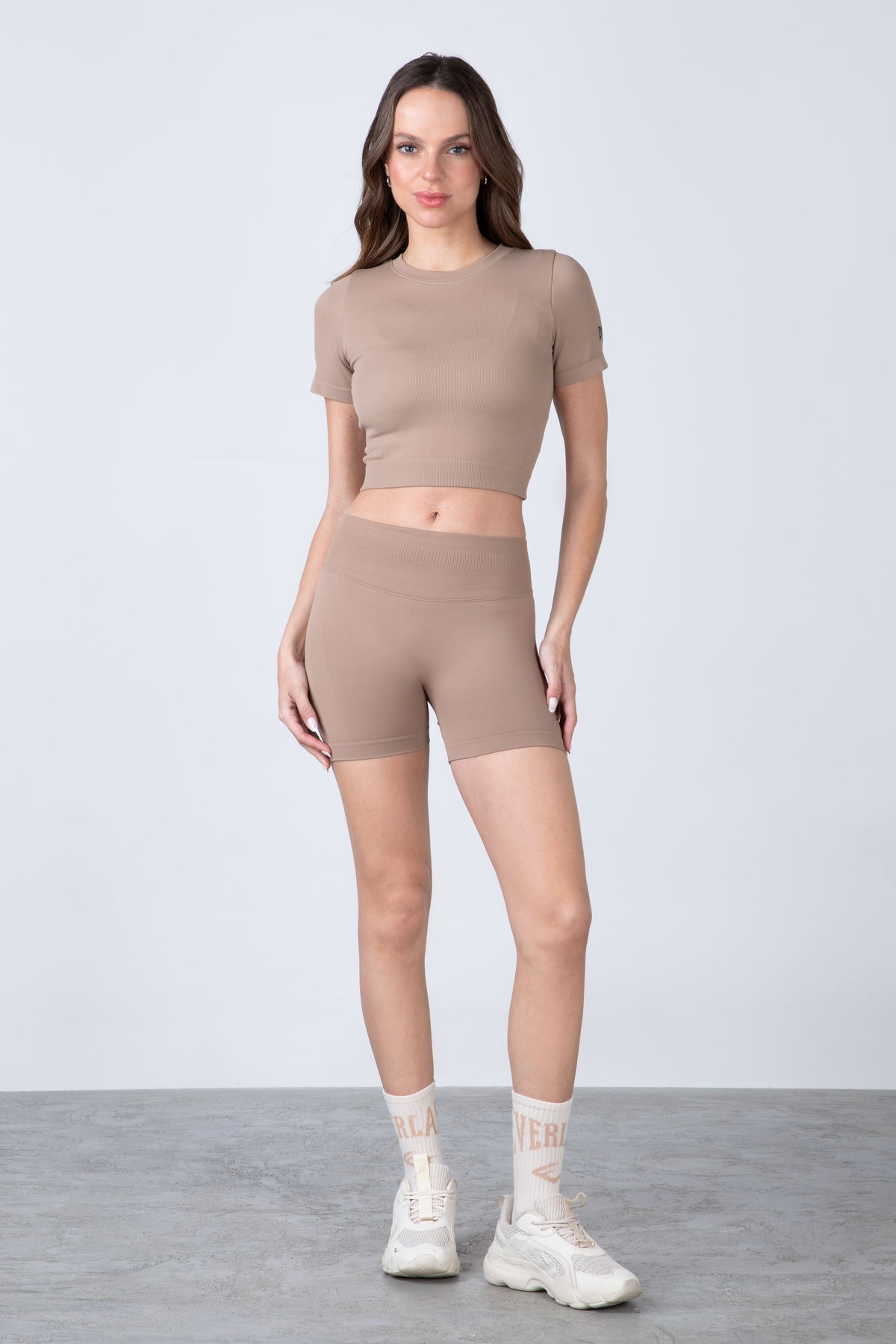 Polera Manga Corta Seamless Prime Café